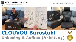 CLOUVOU Bürostuhl Ergonomisch 🥇 Unboxing amp Montage Aufbau Anleitung  Erster Eindruck [upl. by Assenev]