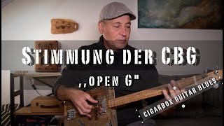 Stimmung der CigarboxGitarre in open G GDG [upl. by Farley338]