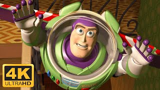 Toy Story 1995 Buzz Lightyear Watches His Commercial amp Tries to Fly Remastered 4K 60FPS [upl. by Sherwynd]