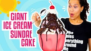 How To Make A Giant Ice Cream Sundae out of CAKE for My BIRTHDAY  Yolanda Gampp  How To Cake It [upl. by Anerda]