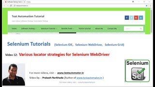 Selenium Video 12  Various Locator Strategies For Selenium Webdriver [upl. by Eyanaj494]