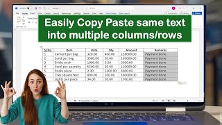 How to Copy Paste Same Text into Multiple Columns or Rows at Once in MS Word Table [upl. by Baily]