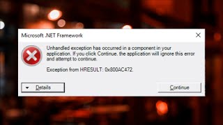 MicrosoftNET Framework  Unhandled Exception Has Occurred in Your Application  Fix [upl. by Elleiand980]