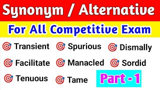 Synonym for SSC MTS CHSL CGL GD RPF amp Other Competitive Exams  Practice Set 1 [upl. by Aneelahs915]