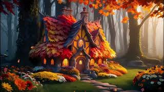 Autumn Fairy House in the Forest with Piano and Harp Music Study Music with Forest Sounds [upl. by Khoury716]