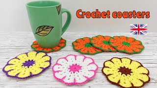 Crochet easy coasters as a flowers [upl. by Drusy558]