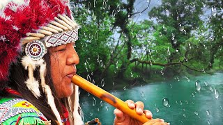 Rain amp Native American Flutes  Sleep Relaxation Meditation Stress Relief [upl. by Suoinuj]