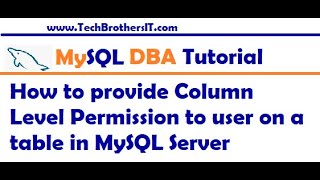 How to provide Column Level Permission to user on a table in MySQL Server  MySQL DBA Tutorial [upl. by Ewolram111]