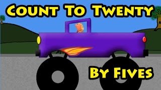 Vids4kidstv  Count to Twenty by Fives with Monster Trucks and Motorcycles Video For Kids [upl. by Mairim]