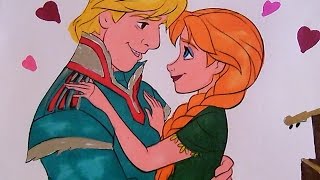 Disney Frozen Anna and Kristoff Frozen Coloring Book Pages fun Kids coloring with ColorCraze [upl. by Nimajaneb204]