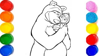 A Cute Masha And BearHow To Colour Cute Masha And Bear 🐻🐻 [upl. by Yancey844]