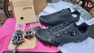 Pedal de clip MTB ZTTO e Sapatilha MTB Black Unboxing  qualidade excelente CANALSODEBIKE [upl. by Dwayne979]