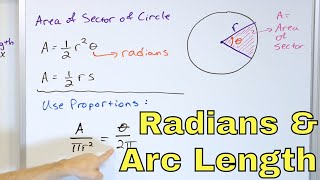 Radians Arc Length amp Sector Area of a Circle  2211 [upl. by Cavil]