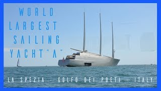 World Largest Sailing Yacht quotAquot  La barca a vela più grande del mondo nel Golfo di La Spezia [upl. by Anola672]