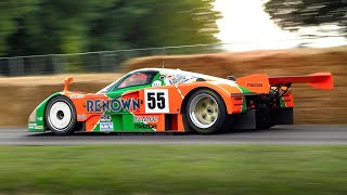 Mazda 787B Group C demo runs on Goodwood hillclimb Accelerations Revs amp 4Rotor 26B Sound [upl. by Kinata]