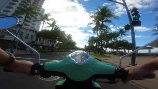 Genuine Buddy 50cc  Riding through Waikiki to Diamond Head Road  Oahu Hawaii [upl. by Thoma]