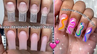 EASY ABSTRACT POLYGEL NAILS💕 BEGINNER FRIENDLY NAIL ART amp SUMMER NAIL DESIGN  Nail Tutorial [upl. by Mack]