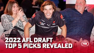 2022 AFL Draft  Top 5 picks revealed I Fox Footy [upl. by Marchelle]