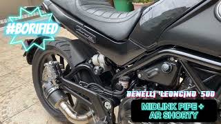 BENELLI LEONCINO 500 MIDLINK PIPE  AR CARBON SHORTY BY BORIS PERFORMANCE EXHAUST [upl. by Skurnik]