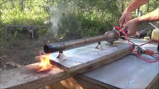 Powerful little PULSE JET ENGINE can move a pile of wood with ease [upl. by Terrijo642]