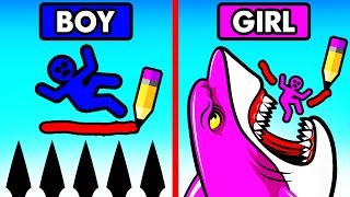 BOY vs GIRL STICKMAN SAVE [upl. by Gabrielson]