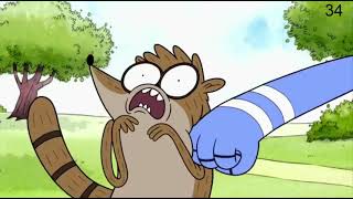 Regular Show  Every Clip Of Mordecai Punching Rigby [upl. by Akeimat]