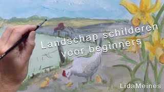 stap voor stap landschap schilderen voor beginners schilderworkshopsamersfoort [upl. by Percival]