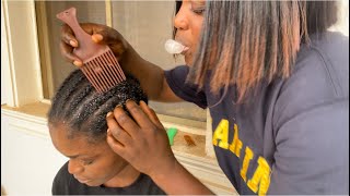 Asmr✨Outdoor scalp scratching between my sisters braids with gum soundrelaxing sound for sleep [upl. by Dnalro442]