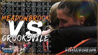 HIGH SCHOOL VOLLEYBALL  Meadowbrook vs Crooksville  HIGHLIGHT [upl. by Bogusz672]