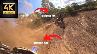 Sherco sef 300 following a sherco 125 on the moto track [upl. by Hairem]