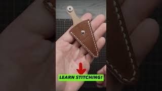 HOW TO HAND STITCH LEATHER EASY 🔥  BEGINNER TUTORIAL shorts [upl. by Desdemona750]