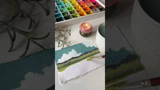 Blue cloudy sky painting with gouche paints artshorts shortviral art gouachepainting painting [upl. by Sesylu]