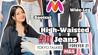 Myntra HighWaist Jeans TryOn Haul Rs 551Trendy WideLeg Bootcut amp StraightFit JeansRenigraphy [upl. by Ragnar184]