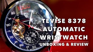 REVIEW OF 16 TEVISE 8378 AUTOMATIC WRISTWATCH  ALIEXPRESS UNBOXING [upl. by Ayram]