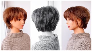 Trendy Short Hairstyle With Textured Layers  Coiffure Courte en vogue avec des couches texturées [upl. by Anelis]