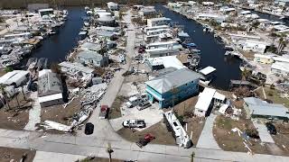 St James City Pine Island FL Hurricane Ian drone damage covering most of City in 4k [upl. by Adlih]