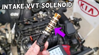 INTAKE VARIABLE TIMING VVT SOLENOID REPLACEMENT REMOVAL LOCATION KIA SORENTO KIA SPORTAGE [upl. by Nilhsa]