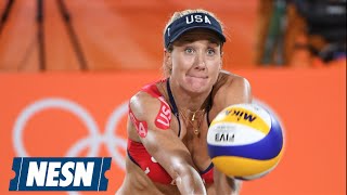 Kerri Walsh Jennings Suffers First Olympic Beach Volleyball Loss [upl. by Nahshu]