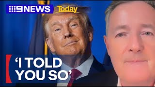 Piers Morgan analyses Trumps historic presidential win  9 News Australia [upl. by Ysdnyl471]