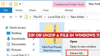 How to Zip or UnZip a File or Folder in Windows 11 EASY [upl. by Atirac]