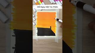 Mèo Đen Trên Mái Nhà  Vẽ Tranh Acrylic Đơn Giản [upl. by Ahsiryt]