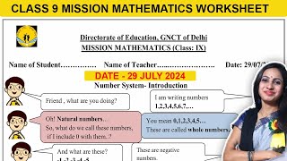 DOE Class 9 Mission Mathematics Worksheet Chapter 1 Number System  29 July 2024 [upl. by Amak162]