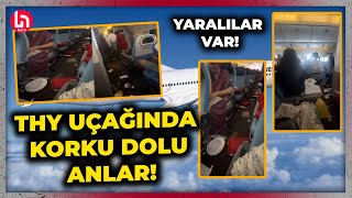 THY uçağında korku dolu anlar İniş sırasında türbülansa girdi Yaralılar var [upl. by Ahsienad]