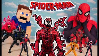 SPIDERMAN Maximum Venom amp Carnage Marvel Legends SUPER HERO Complete Set amp TOXIN Toys Unboxing [upl. by Yadseut662]