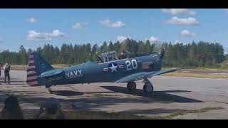 North American SNJ3 Texan OHNAT engine sounds at Nummela [upl. by Amyaj]