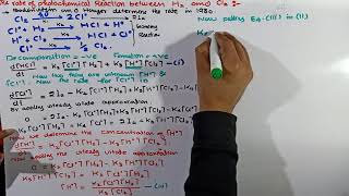 Rate of Photochemical Reaction between hydrogen and chlorine  Rate kinetics of H2 and Cl2 [upl. by Niwde]