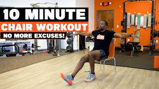 10 Minute Total Body Chair Workout For Weight Loss  At Home Workout With No Equipment [upl. by Kirima]