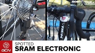 New SRAM Electronic Groupset Spotted  2014 Amgen Tour Of California Coverage [upl. by Coletta]