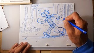 HOW TO DRAW POPEYE WALKING [upl. by Windsor]