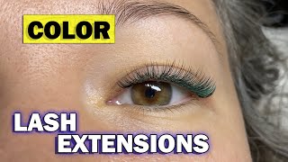 COLORED LASH EXTENSIONS  Hybrid set  Lash training [upl. by Suoiluj207]